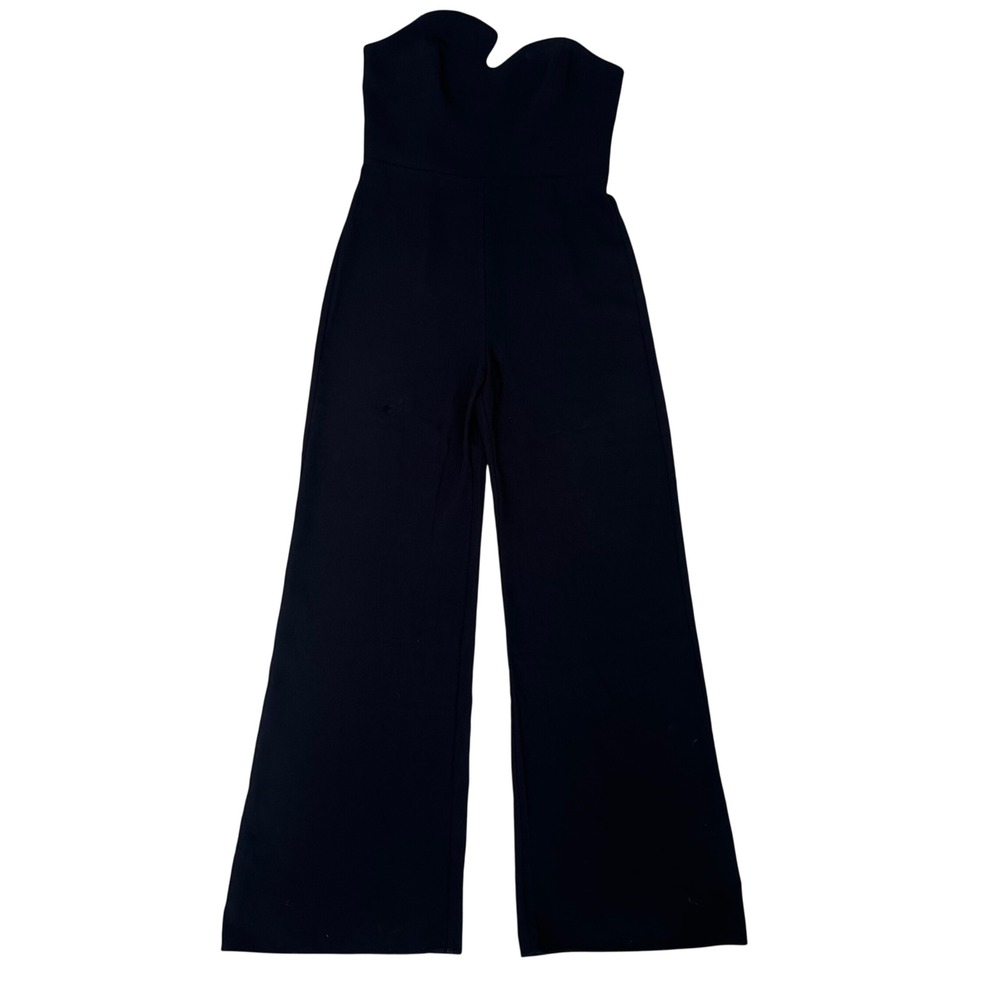 Amanda Uprichard strapless puzzle jumpsuit black elegant formal wide leg Large - Picture 7 of 14